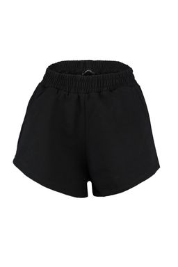 Siyah Regular/Normal Kal?p Yuksek Bel K?sa Esnek Orme Sort TWOSS21SR0086