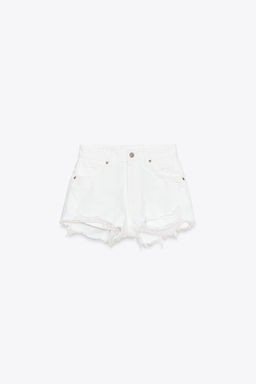 HIGH-WAIST CURVED DENIM SHORTS - Zara фото 6