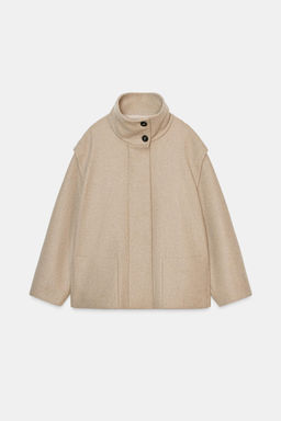 CROPPED WOOL COAT WITH HIGH NECK - Zara фото 7