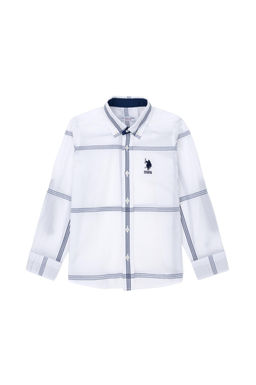 Рубашка для мальчика U.s. Polo Assn с длинным рукавом белая из хлопка  фото 7