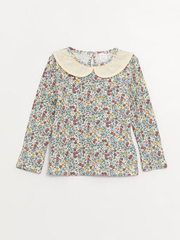 Bisiklet Yaka ?i?ek Desenli K?z Bebek Ti??rt - Waikiki фото 3