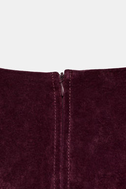 100% LEATHER SUEDE SHORT DRESS - Zara фото 11