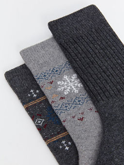 Desenli Y?n Kar???ml? Erkek Soket ?orap 3l?