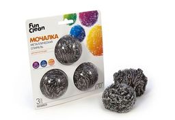 FUN CLEAN мочалка д/мытья посуды Металл.оцинкованная (3шт) Спираль