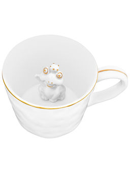 Кружка 300 мл 14*10*7,5 см Царевна-лягушка с фигуркой внутри, белый с золотом, фарфор - Elan gallery фото 4