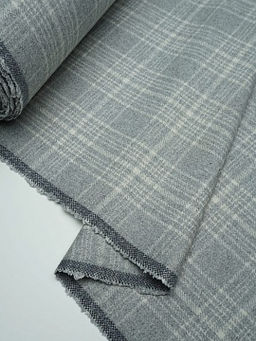 Шерсть пальтово-костюмная Твид Клетка цв.белый на св.сером, ш.1.5м, шерсть-60%, п/э-40% - Купава фото 9