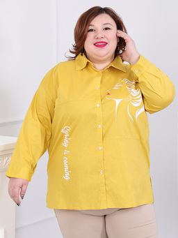 Рубашка женская хлопковая горчичного цвета
