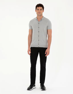 A__k Gri Slim Fit D__meli Polo Yaka Keten Kar___ml_ Triko Kazak - Pierre cardin фото 4