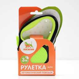 Рулетка Пижон светоотражающая, 3 м, до 15 кг, трос, прорезиненная ручка, зелёная  фото 5