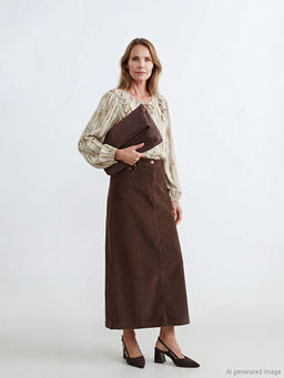 B?y?k Beden Standart Fit Fitilli Kadife Etek