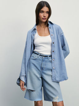 Джинсовые шорты-бермуды с разрывами / Zarina