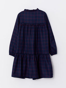 Hakim Yaka Ekose Uzun Kollu K?z ?ocuk Elbise