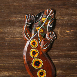 Панно настенное Геккон с цветочным узором дерево 1x12x50 см - Simaland фото 3