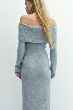 Vestido off-the-shoulder en punto fino - H&m фото 4