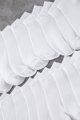 Siyah-Beyaz Unisex 20li Pamuklu K?sa Boy/Gorunmez/Patik Corap TMNSS25CO00018