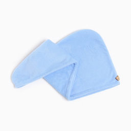 Полотенце-чалма для сушки волос Этель цвет голубой, 65*25 см, 100% п/э  фото 3