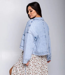 Джинсовая куртка #МСК2110 (1), голубой - Dommod фото 3