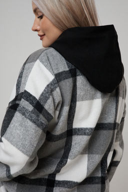 Рубашка женская в клетку с капюшоном РЖКК-01