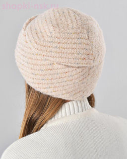 Отворот мохер мульти полоска термо Шапка флис (56-58)