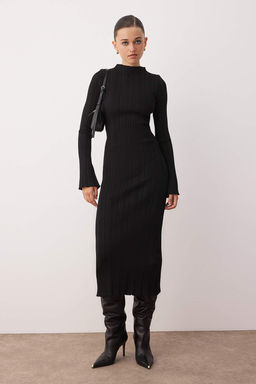 Murdum Premium/Ozel Iplik Bodycone Midi Dik Yaka A-Line Triko Uzun Elbise TWOAW26EL00056 - Trendyolmilla фото 5