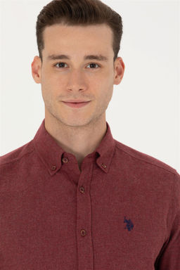 Мужская базовая рубашка бордового цвета с длинным рукавом Неожиданная скидка в корзине - U.s. polo assn фото 2