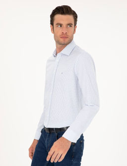 Голубая зауженная рубашка с длинным рукавом - Cacharel фото 3