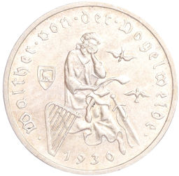 Монета 3 марки 1930 года A Германия 700 лет со дня смерти Вальтера фон дер Фогельвейде