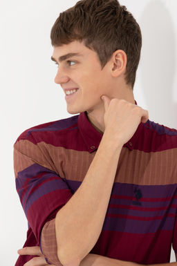 U. S. Polo Assn Мужская рубашка с длинным рукавом вишневого цвета - U.s. polo assn фото 2