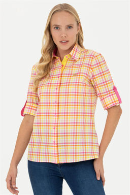 Женская розовая рубашка с длинным рукавом