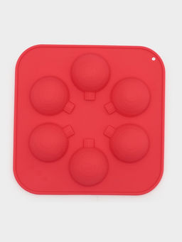 Форма для шоколада новогодняя Доляна Шар, силикон, 15?15?2 см, 6 ячеек d=3.7 см, цвет красный