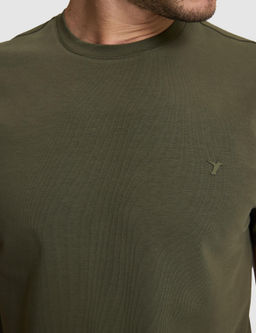 Haki Slim Fit Pamuk Kar___ml_ Bisiklet Yaka Basic T-shirt