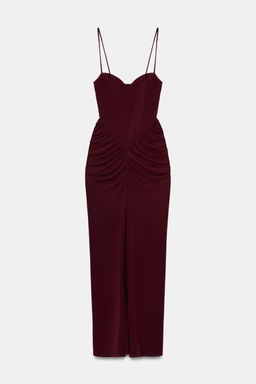 VESTIDO CORSETERO DRAPEADO / Burgundy - Zara фото 9