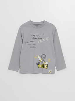 Bisiklet Yaka Uzun Kollu Bask?l? Erkek Bebek Ti??rt