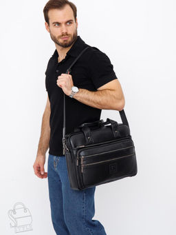 Портфель мужской кожаный 711XL black Fuzhiniao