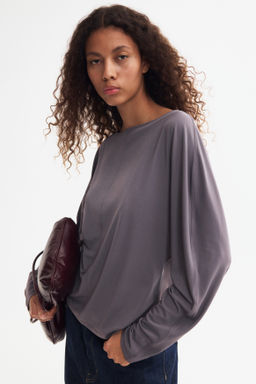 Top de manga larga con escote barco - H&m фото 3