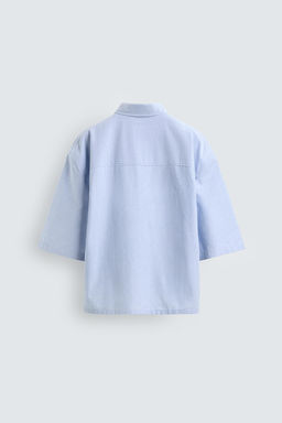 CAMISA BOXY FIT BOLSILLO / Celeste - Zara фото 8