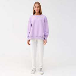 Костюм спортивный женский: свитшот, брюки, MINAKU: Casual Collection, размер 52, сиреневый