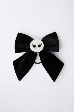 SKULL VELVET BOW CLIP SCRUNCHIE - Zara фото 4