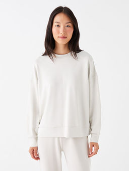 Bisiklet Yaka D?z Uzun Kollu Kad?n Sweatshirt