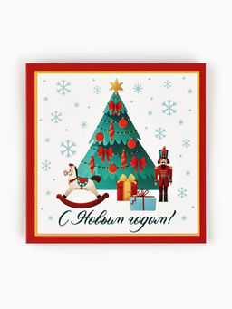 Цена за 20 шт. Открытка-мини новогодняя «Лошадь 2026», щелкунчик, 7×7 см