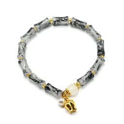 Браслет из полимера "Тюльпан" цв.черно-белый, 17см