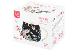 Кружка 400 мл 12,5*9,5*8,5 см Певчие птички на черном бочонок NEW BONE CHINA - Elan gallery фото 10