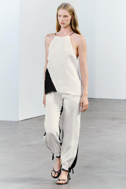 CONTRAST LINEN TROUSERS
