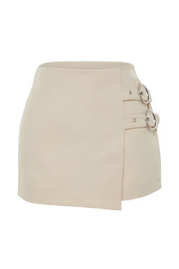 TRENDYOLMILLA Koyu Kahverengi Kemer Detayl? Dokuma Sort Etek TWOAW21SR0034  фото 7