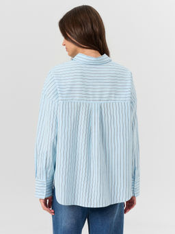 Рубашка женская голубая в полоску - Mark formelle фото 2
