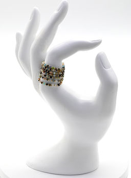 Кольцо на резинке с самоцветами шарик 2мм Радуга камня