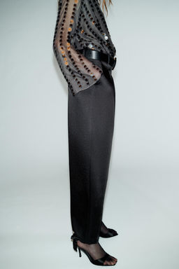SATIN BARREL TROUSERS WITH BELT - Zara фото 4