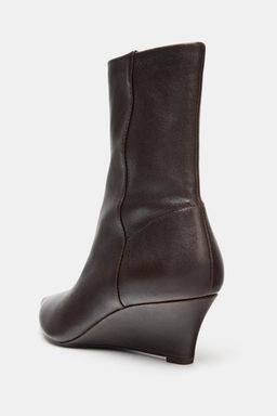 LEATHER WEDGE HEEL ANKLE BOOTS - Zara фото 5