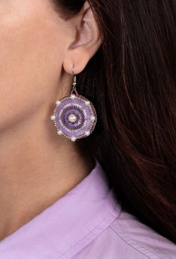 Klart набор для вышивания 10-502 Серьги круглые. Лиловый орнамент 3.5 х 4 см