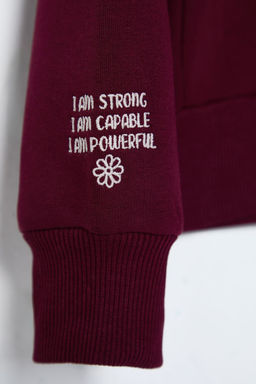Bordo Nak?sl? Regular/Normal Kal?p Kal?n Ici Polarl? Orme Sweatshirt TWOAW25SW00176